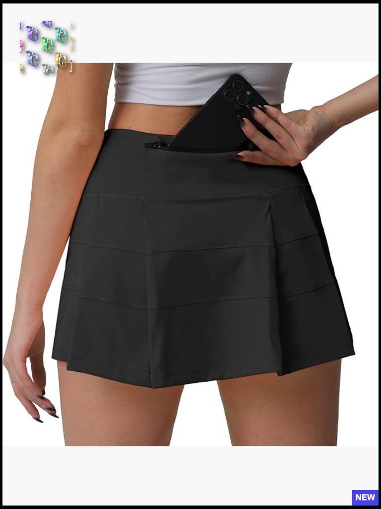 High Waisted Pleated Tennis Skirt With Pockets Athletic Golf Skorts Built-In